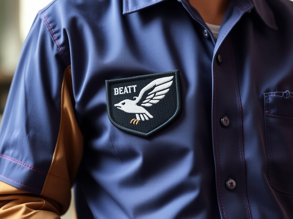 How to attach custom embroidery patches to cotton work uniforms using heat transfer tape and an embroidery patch iron on method